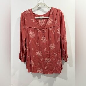StitchFix Skies Are Blue Rust Floral Blouse